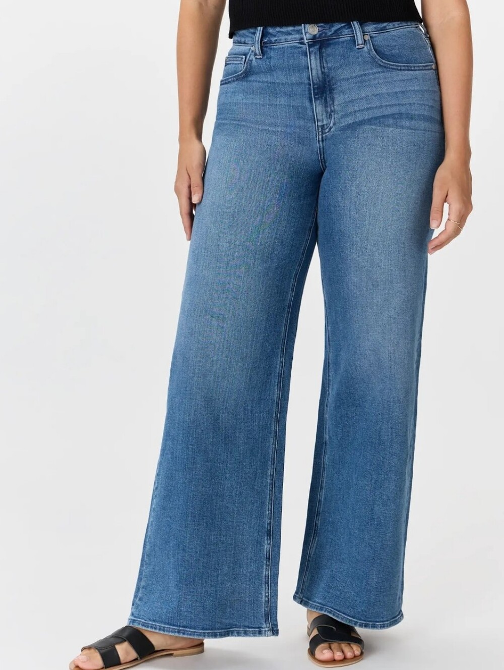 Quince Bella Stretch Wide Leg Jeans In Seaside Blue Organic Cotton NWOT